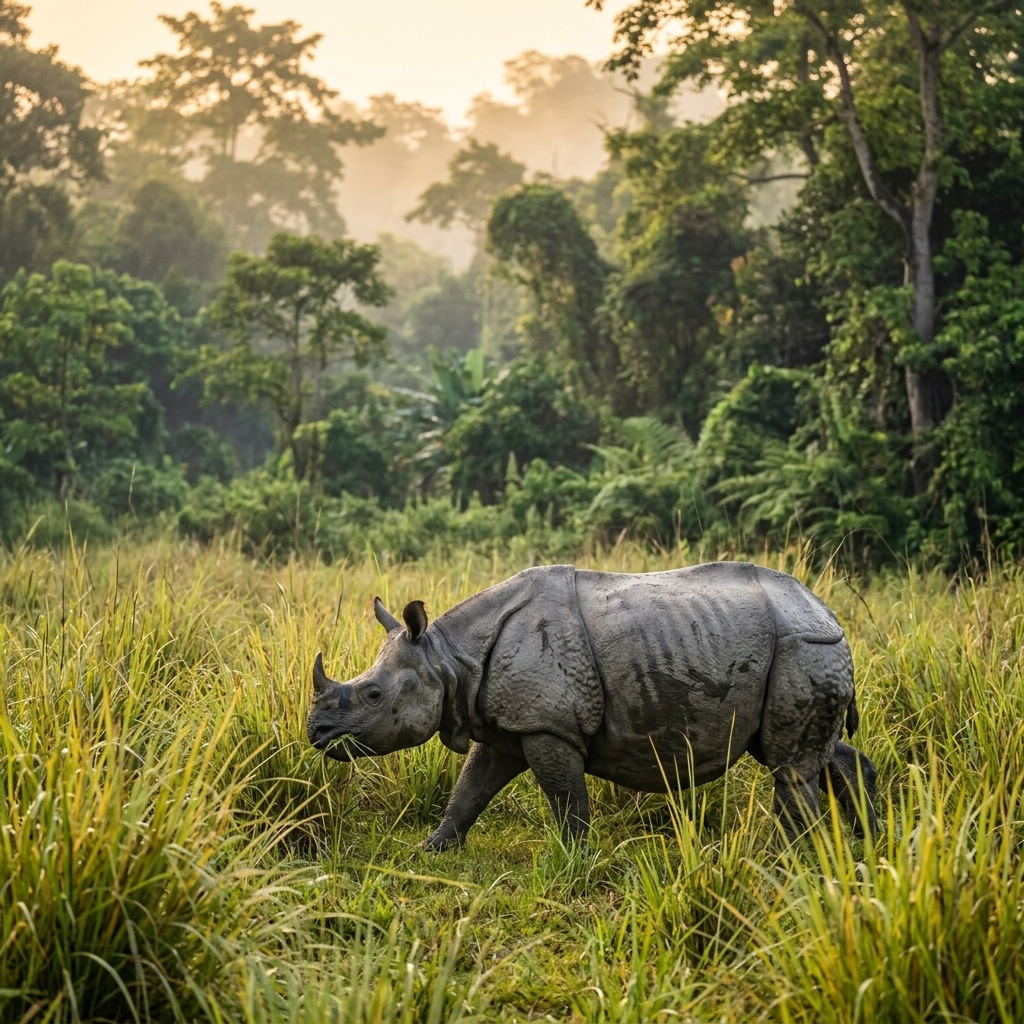 One-horned rhinoceros in Chitwan National Park