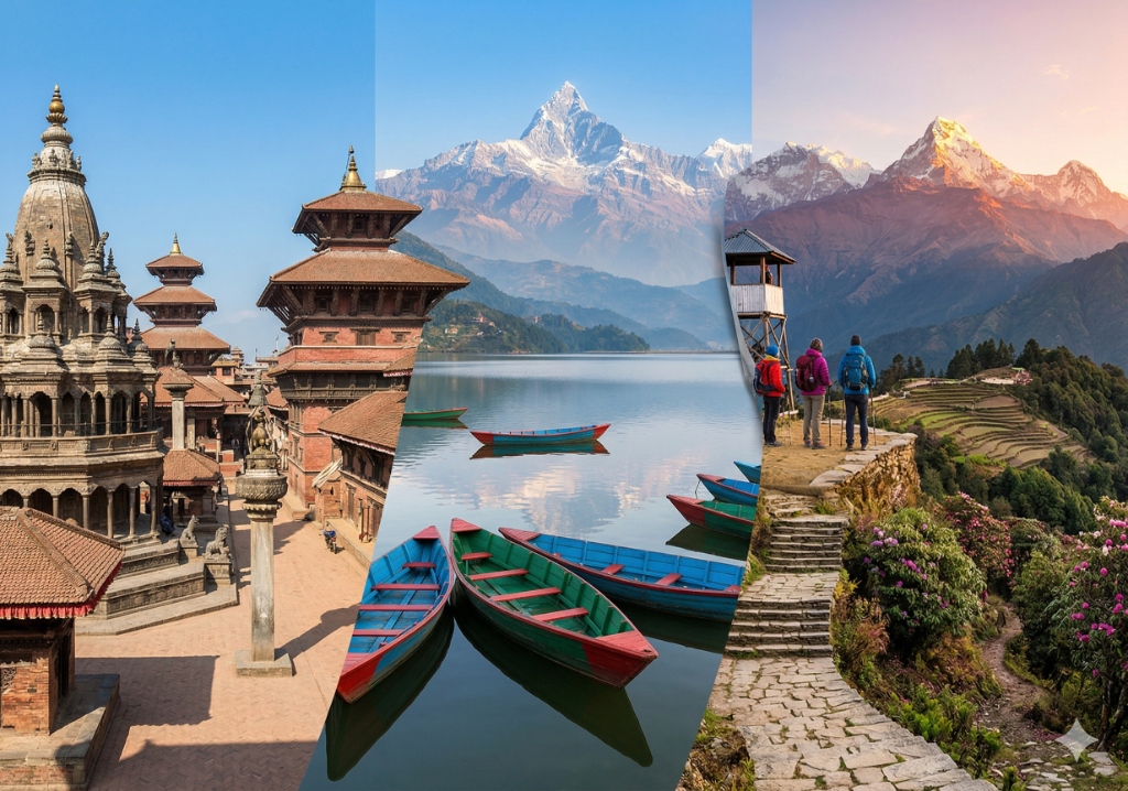 Himalayan Highlights Bhaktapur Pokhara lake trekking Annapurna