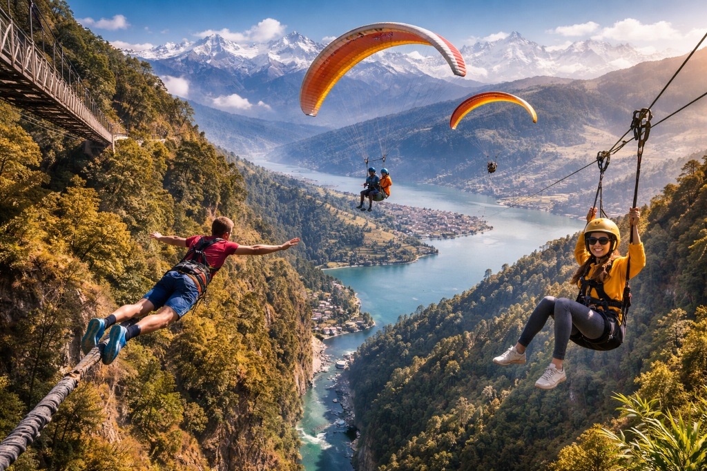 Paragliding and bungee jumping adventure in Nepal Pokhara